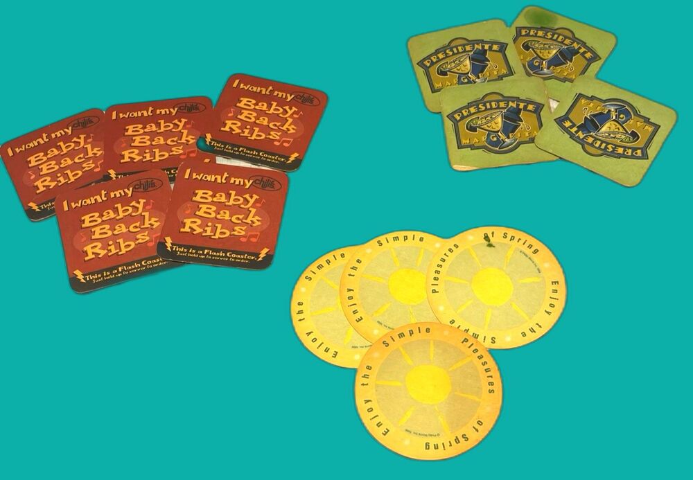 Lot of 13 Vintage Beer Pub  Coasters Chili’s Restaurant  Circa 1999